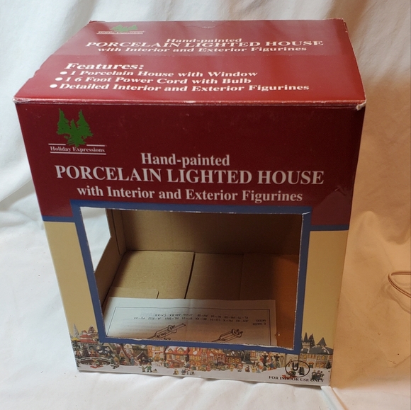 Holiday Expressions Vtg 1998 Hand Painted Porcelain Lighted House Int/Ext Figure - Picture 9 of 13